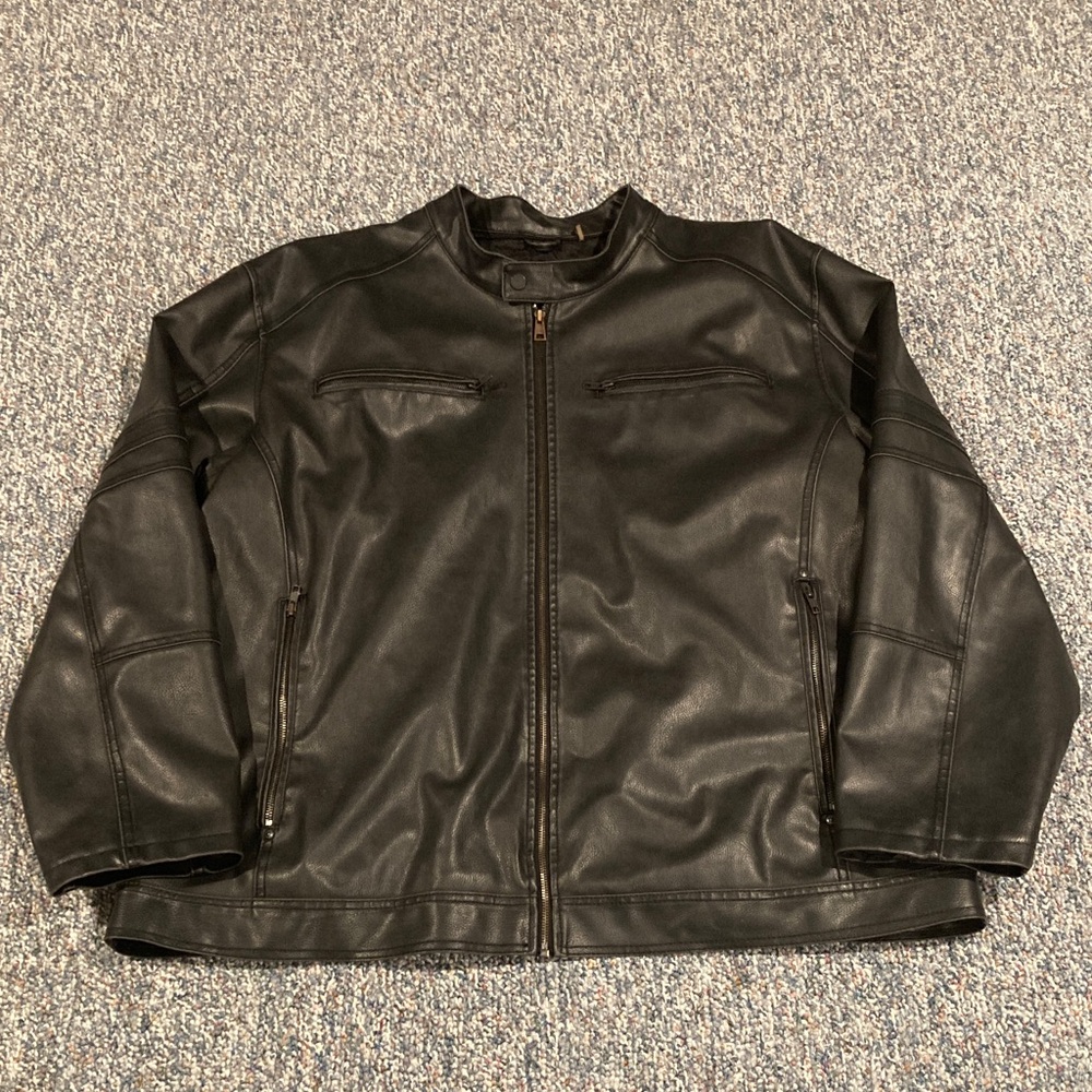 Black Rivet Men's Black “Leather” Jacket